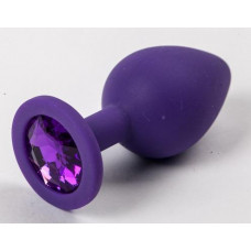 Пробка силиконовая фиолетовая с фиолетовым стразом 8,2 х 3,5 см 47133-MM