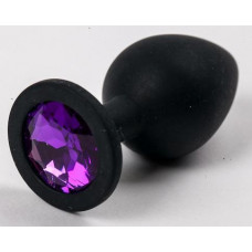 Пробка силиконовая черная с фиолетовым стразом 9,5х4см 47121-2-MM