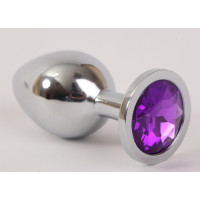 Анальная пробка серебряная с фиолетовым кристаллом 3,4х8,2 47020-1-MM