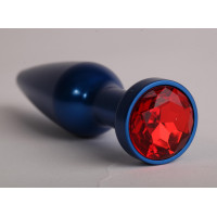 Анальная пробка металл 11,2х2,9см  синяя с красным 47197-1-MM