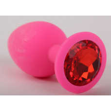 Пробка силиконовая розовая с алым кристаллом 9,5х4см 47083-2MM