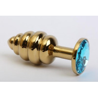 Пробка металл 7,3х2,9см фигурная золото голубой страз 47425-1MM