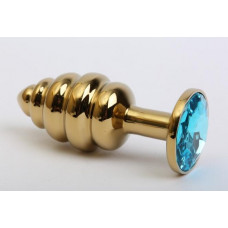 Пробка металл 7,3х2,9см фигурная золото голубой страз 47425-1MM