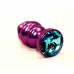 Пробка металл 7,3х2,9см фигурная фиолетовая голубой страз 47429-1MM