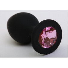 Пробка силиконовая черная с розовым стразом 9,5х4см 47409-2MM