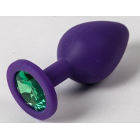 Пробка силиконовая фиолетовая с зеленым стразом 9,5х4см 47156-1-MM