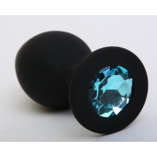 Пробка силиконовая черная с голубым стразом 8,2х3,5см 47408-1MM