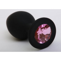 Пробка силиконовая черная с розовым стразом 8,2х3,5см 47409-1MM