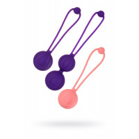 Набор вагинальных шариков L'EROINA by TOYFA Bloom, силикон, фиолетово-персиковый, Ø 3,1/3,1/2,6-3 см