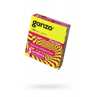 Презервативы Ganzo Extase, с точечно-ребристой поверхностью, анатомической формы, латекс, 18 см, 3 шт