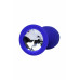 Анальный страз Штучки-Дрючки, синий, с прозрачным кристаллом, силикон, 2,7 см