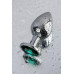 Анальная втулка Metal by TOYFA, металл, серебристая, с кристаллом цвета изумруд, 9,5 см, Ø 4 см, 145 г