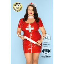 Костюм медсестры Candy Girl Eliza (платье, чокер, головной убор, стринги) красный, 2XL