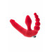 Безремневой страпон Black & Red by TOYFA с вибропулей, влагостойкий, силикон, красный, 35 см
