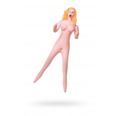 Кукла надувная Celine с реалистичной головой, блондинка, с тремя отверстиями, TOYFA Dolls-X, кибер вставка вагина – анус, подвижные глаза, 160 см