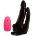 Черный анально-вагинальный вибромассажёр на присоске - 17 см.
