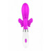 Ярко-розовый вибратор Alexios с клиторальной бабочкой - 21 см.