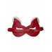 Красная маска из натуральной кожи с белым мехом на ушках