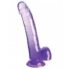 Фиолетовый фаллоимитатор с мошонкой на присоске 9’’ Cock with Balls - 24,8 см.