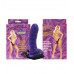Фиолетовый женский страпон на эластичных ремешках - 16 см.