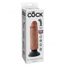 Вибромассажер-реалистик без мошонки на присоске загорелый King Cock 6 Vibrating Cock