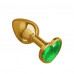 Анальная втулка Gold с зеленым кристаллом сердце маленькая