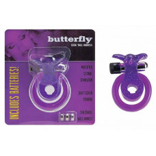 Кольцо эрекционное Бабочка фиол., с вибрацией и подхватыванием мошонки