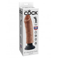 Вибромассажер-реалистик 3 в 1 на присоске загорелый King Cock 8 Vibrating Cock