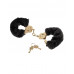 Наручники металлические затянутые мехом цвет черный, серия: Gold Deluxe Furry Cuffs