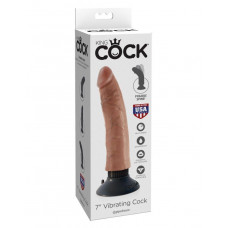Вибромассажер-реалистик без мошонки на присоске загорелый King Cock 7 Vibrating Cock