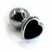 Анальная втулка Silver с чёрным кристаллом сердце маленькая