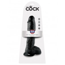 Фаллоимитатор-гигант на присоске с мошонкой черный King Cock 10 Cock