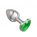 Анальная втулка Silver с зеленым кристаллом сердце маленькая