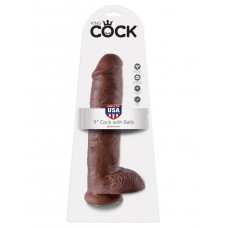 Фаллоимитатор-гигант на присоске с мошонкой коричневый King Cock 11 Cock with Balls