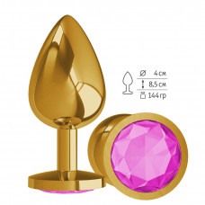 Анальная втулка Gold с Розовым кристаллом большая