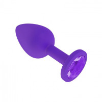 Анальная втулка силиконовая фиолетовая с фиолетовым кристаллом маленькая