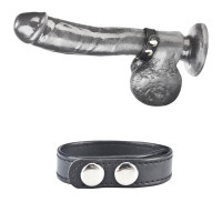 Кольцо на пенис из искусственной кожи на клепках (4-6 см) SNAP COCK RING