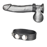 Кольцо на пенис из искусственной кожи на клепках (3,5-5,5см) SNAP COCK RING