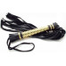 Кожаная плеть-многохвостка с золотой ручкой - BDSM Арсенал
